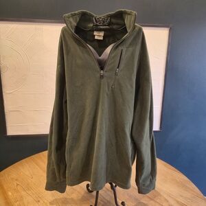 L.L. Bean Olive Green Fleece Quarter Zip Pullover Medium OBVM2